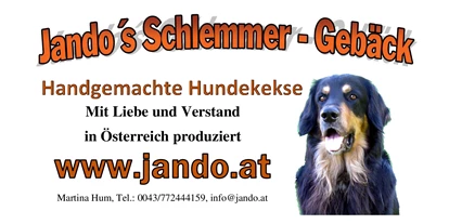 Händler - bevorzugter Kontakt: Online-Shop - Remoneuberg - handgemachte Hundekekse aus Oberösterreich - Jando`s Schlemmer-Gebäck